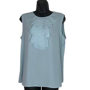 KARL Lagerfeld Light Blue  Ruffle Front Sleeveless Blouse Size M